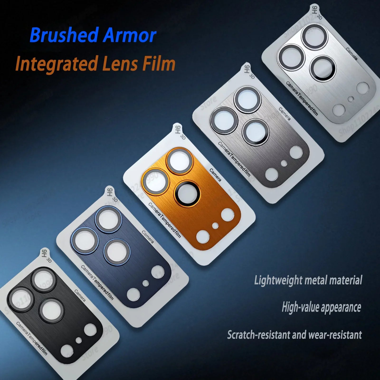 Brushed metal camera lens protector for iPhone 17 series
