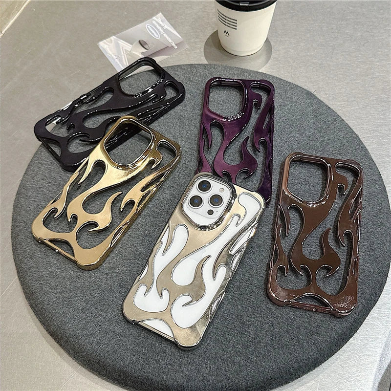 Luxus 3D Flammen Hülle für iPhone 17 Silikon