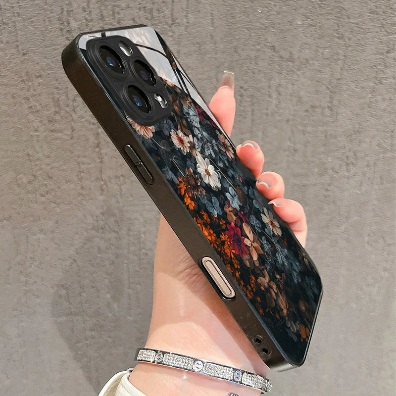 Retro Blumen Glas Hülle für Samsung Galaxy S25