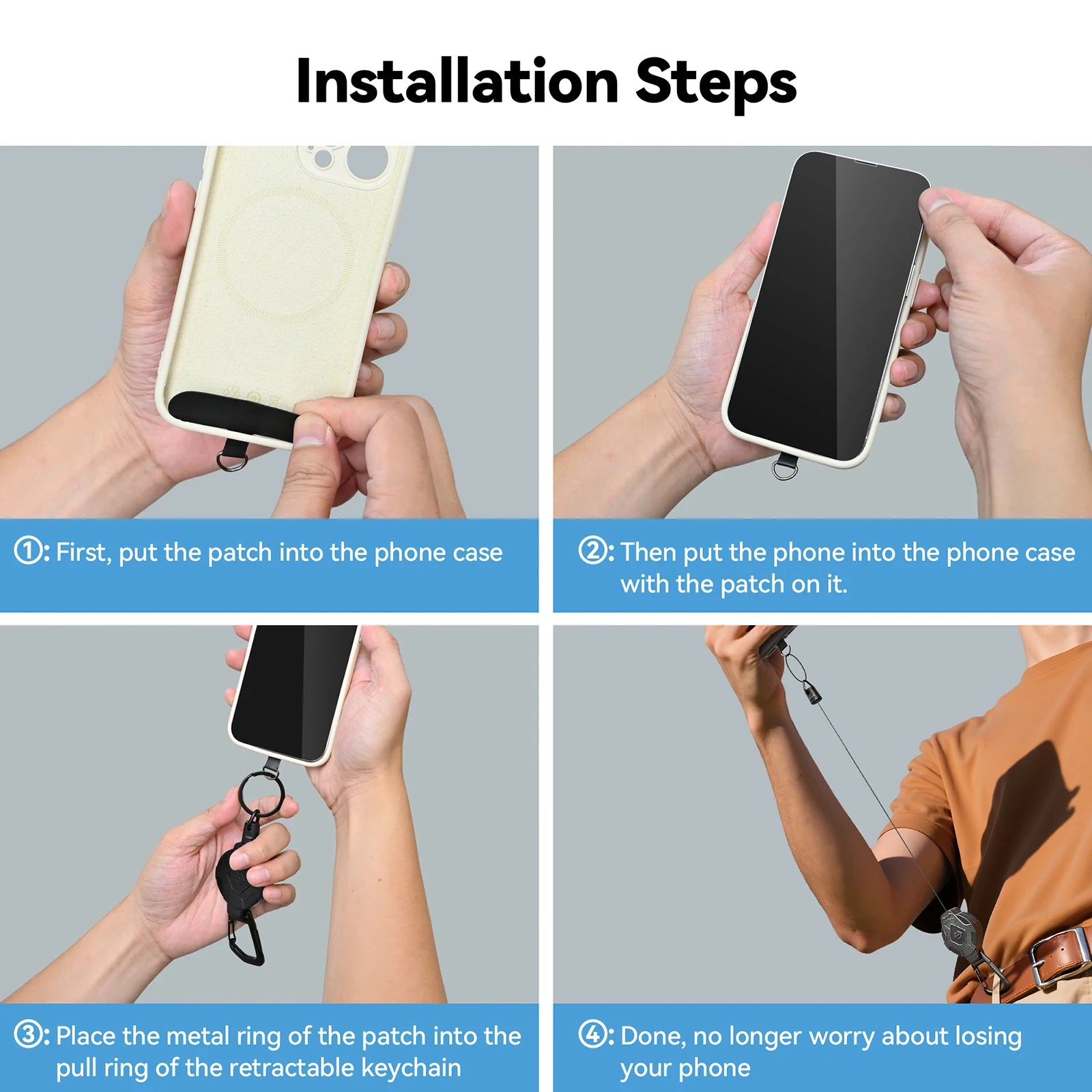 Einziehbarer Schlüsselanhänger mit Clip für Ausweis & Handy