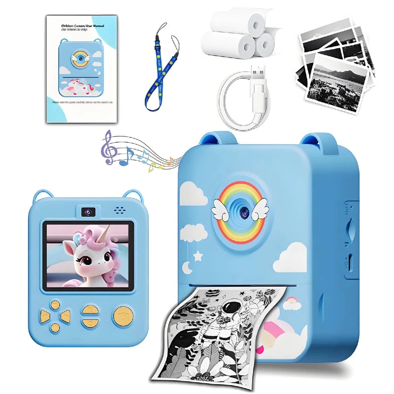 Kinder‑Sofortdruckkamera 1080P HD Einhorn Rosa
