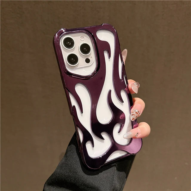 Luxus 3D Flammen Hülle für iPhone 17 Silikon