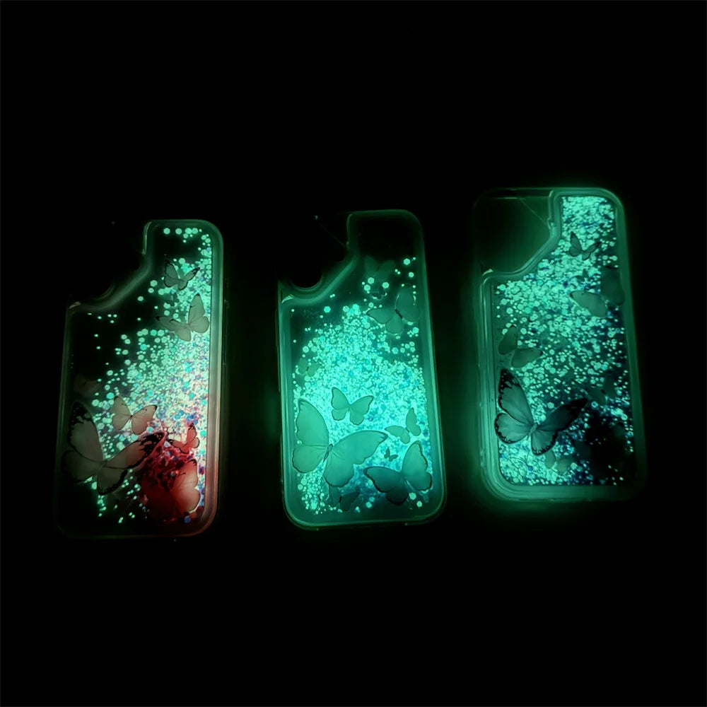 Leuchtende Glitzer Schmetterlingshülle für iPhone 17