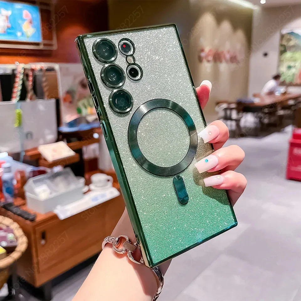 Glitzer Luxus Magnethülle für Samsung Galaxy S25