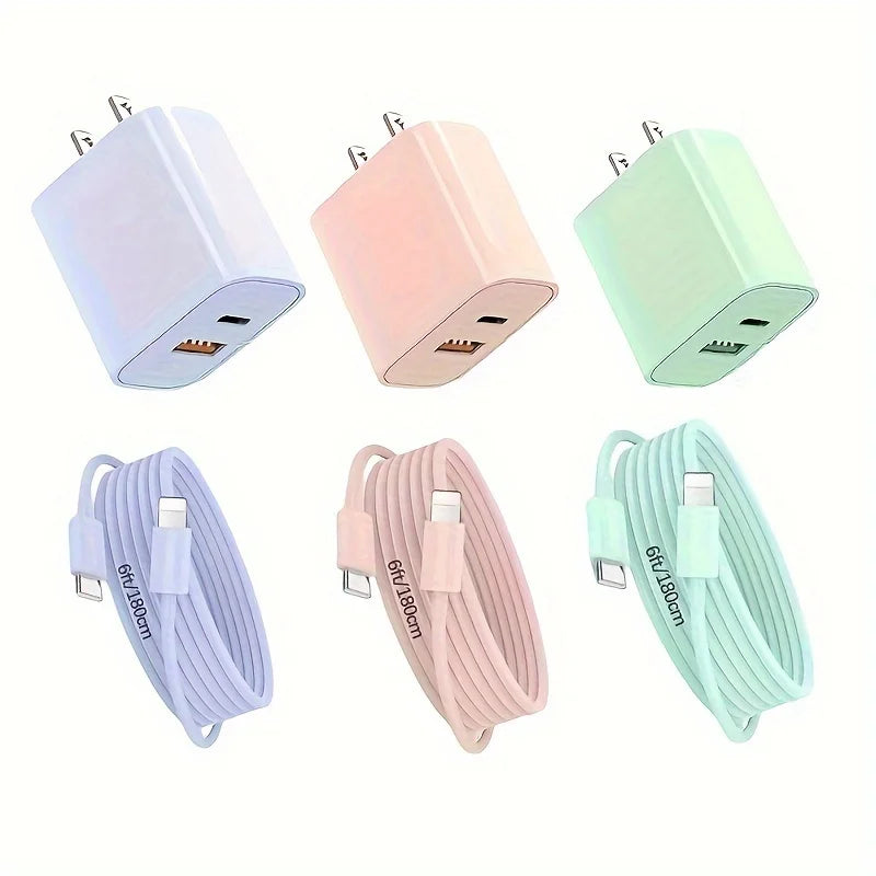 3er-Pack 20W Dual-Port Ladegerät mit Kabel
