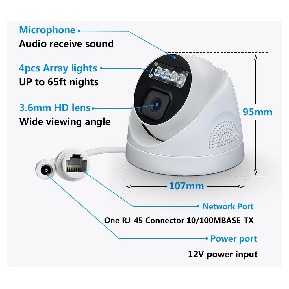 4K 8MP POE IP Kamera mit AI Farbe Nachtsicht