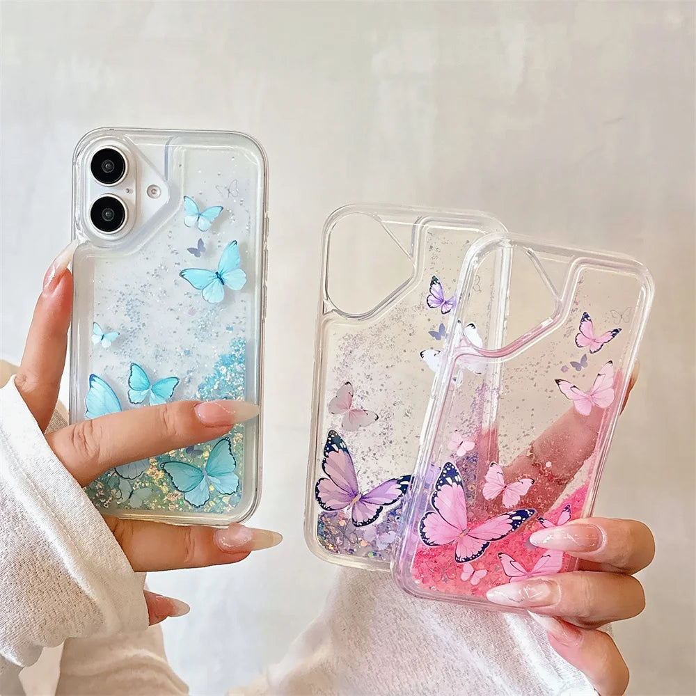Leuchtende Glitzer Schmetterlingshülle für iPhone 17