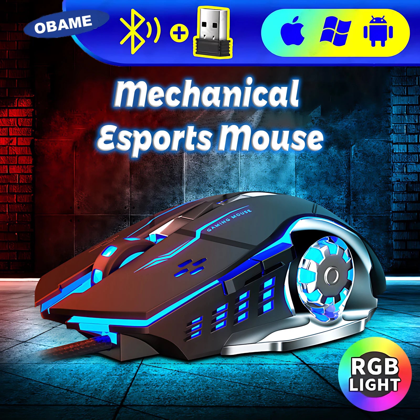 Kabellose Bluetooth 5,2 Gaming Maus mit RGB Licht