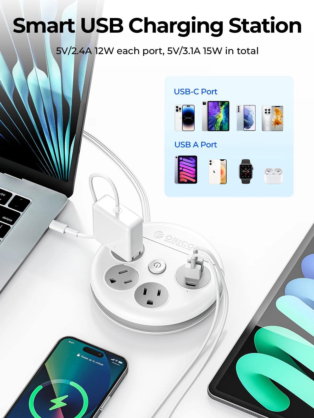 ORICO Steckdosenleiste Reiseadapter USB-C