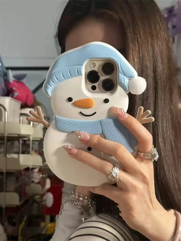 3D Snowman Silicone Case for iPhone 16