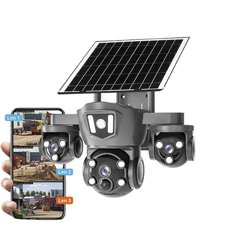 Drahtlose 12MP 4G WLAN Solarkamera mit 3 Linsen