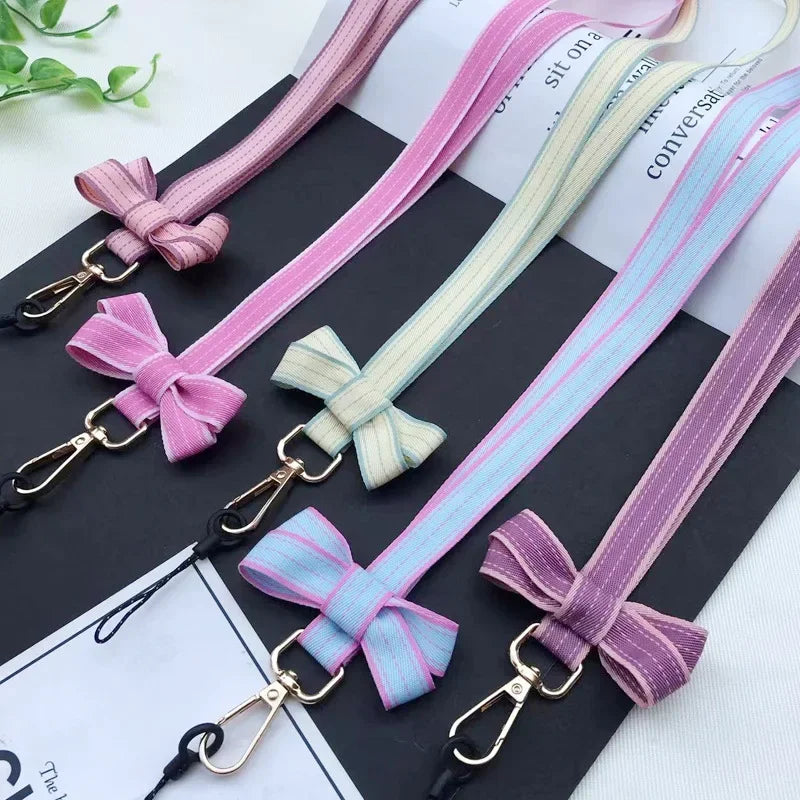 Koreanischer Chic Handy-Lanyard mit gestreiftem Bogen
