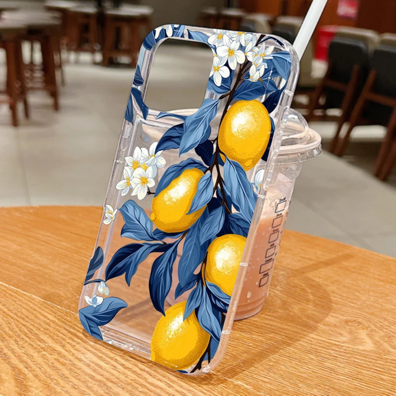 Sommer Lemon Blumen Clear Hülle für iPhone 17