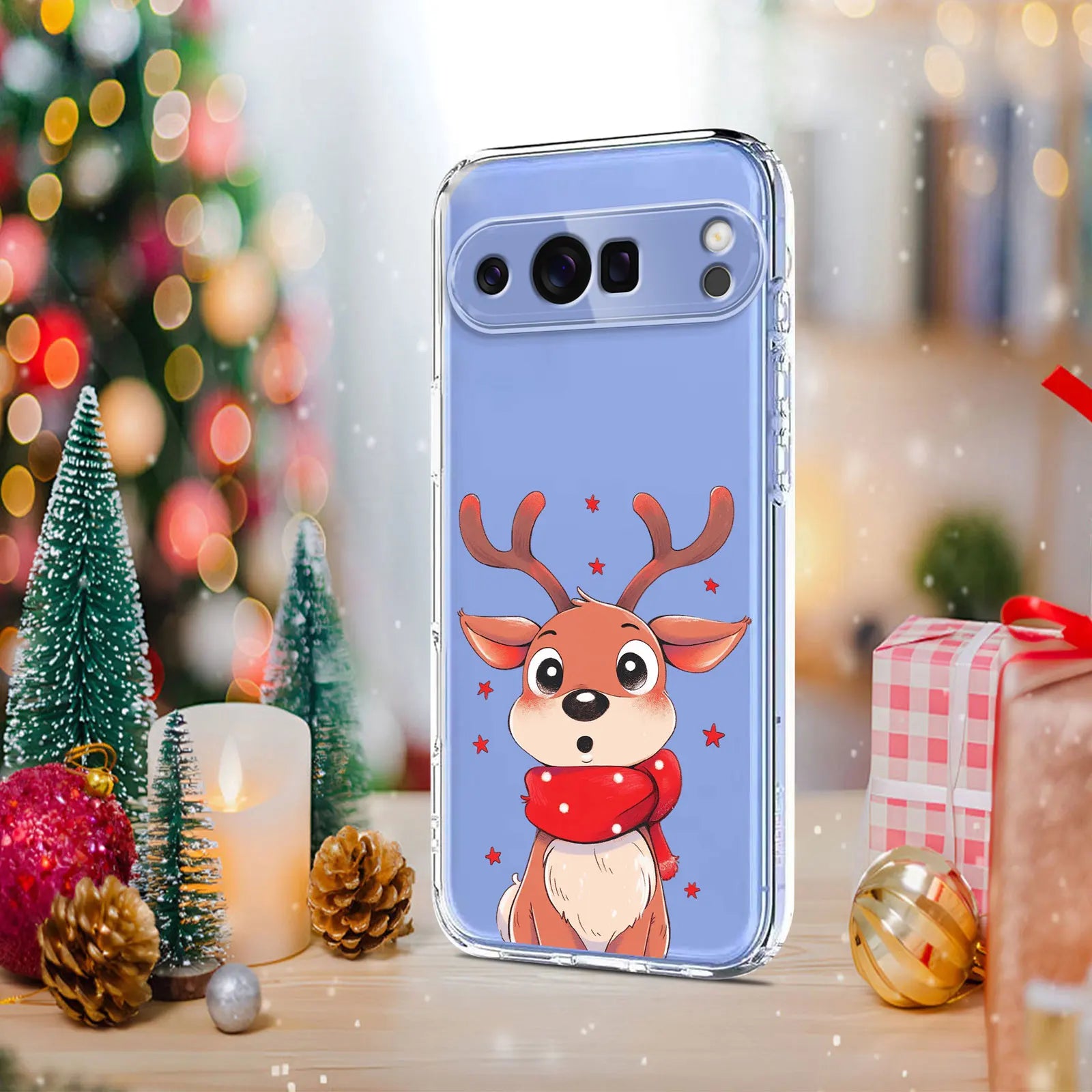 Weihnachtshülle mit Rentier und Schneemann für Google Pixel 10 9 8