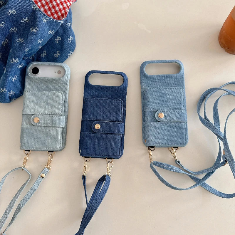 Denim Kartenhülle mit Lanyard für Google Pixel 10
